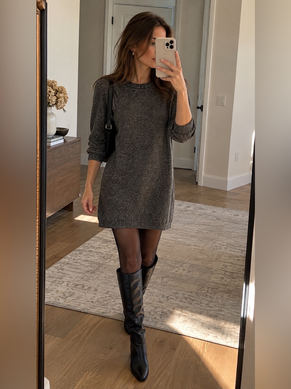 Banana Republic Wool Cashmere Metallic Long Sweater Dress Size M